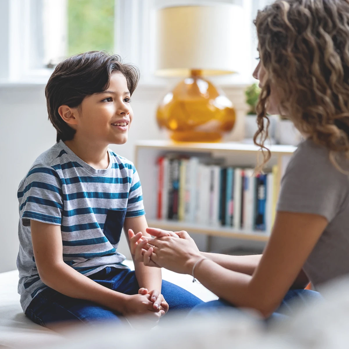 Boy with mental health expert